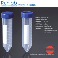 FDA and Ce Approved 50ml Conical-Bottom Centrifuge Tubes with Printed Graduation in Foam Rack Pack